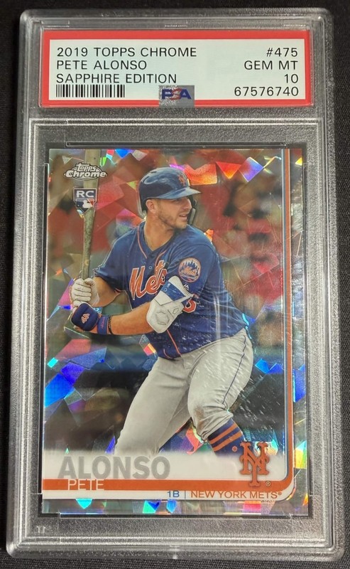 PSA 10 2019 TOPPS CHROME PETE ALONSO ROOKIE SAPPHIRE SP RC #475 METS