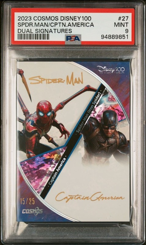 2023 Kakawow Cosmos Disney 100 Spider-Man & Captain America  Auto 15/25 PSA 9