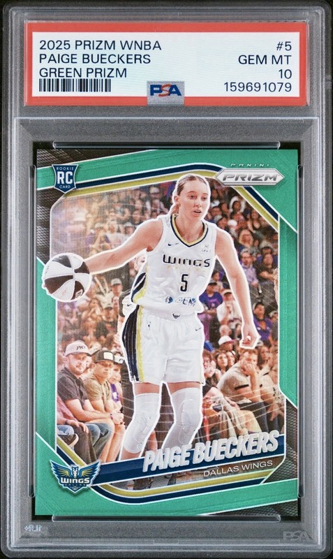 2025 Panini Prizm WNBA Paige Bueckers #5 Green Prizm (RC) PSA 10