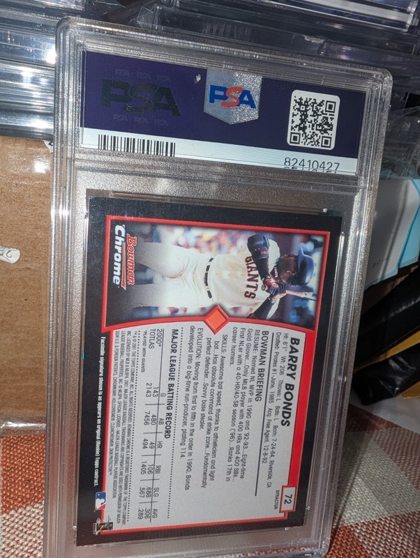 2001 Bowman Chrome - Barry Bonds #72 X-Fractor PSA Giants  view 2