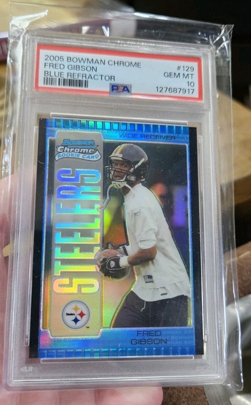 Fred Gibson 2005 Bowman Chrome Blue Refractor RC PSA 10 POP 1 #185/250 UGA & Pit