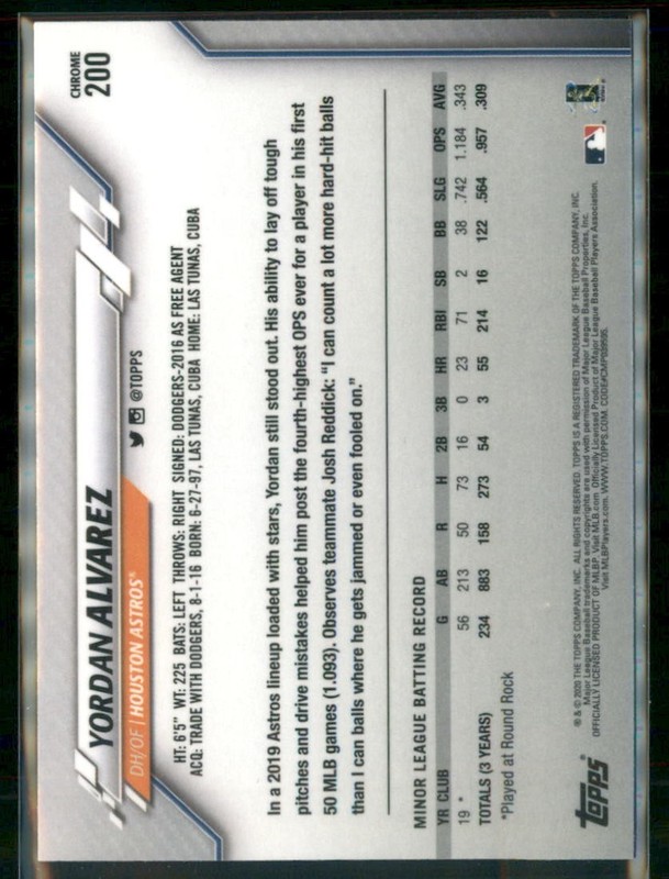 2020 Topps Chrome - Yordan Alvarez #200 RC view 2