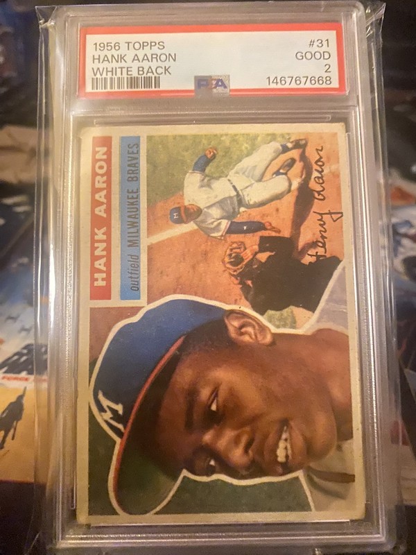 1956 TOPPS HANK AARON WHITE BACK #31 PSA GOOD 2 centered eye appeal