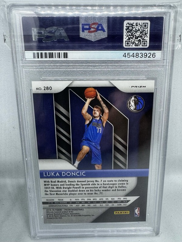 2018 PANINI PRIZM SILVER PRIZM #280 LUKA DONCIC ROOKIE RC PSA 9 view 2