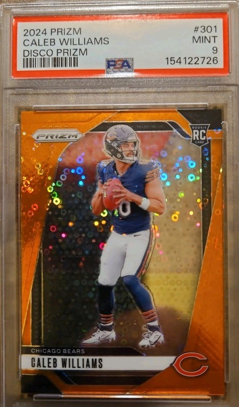 2024 Prizm Orange Disco Caleb Williams Rookie RC #301 Chicago Bears PSA 9