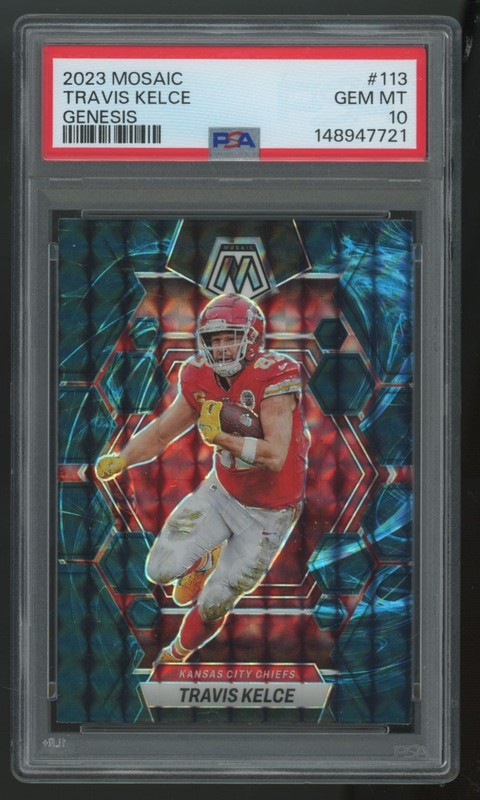 2023 Panini Mosaic Travis Kelce Genesis SSP #113 PSA 10
