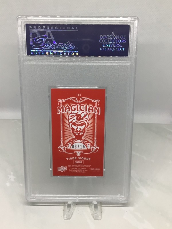2015 Goodwin Mini Red Magician Back 3/15 #143 Tiger Woods PSA 7 (2 in all grades view 2