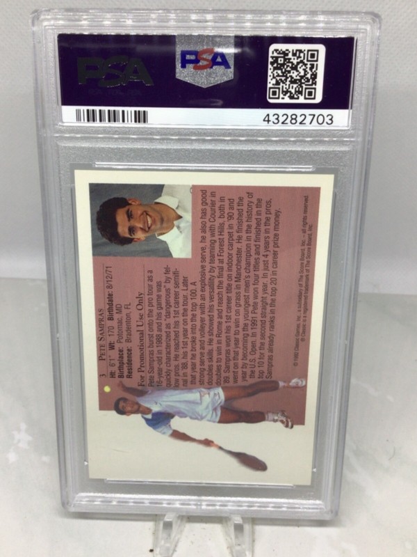 1992 Classic World Class Athletes #3 Pete Sampras PSA 8 (Total Pop 4) view 2