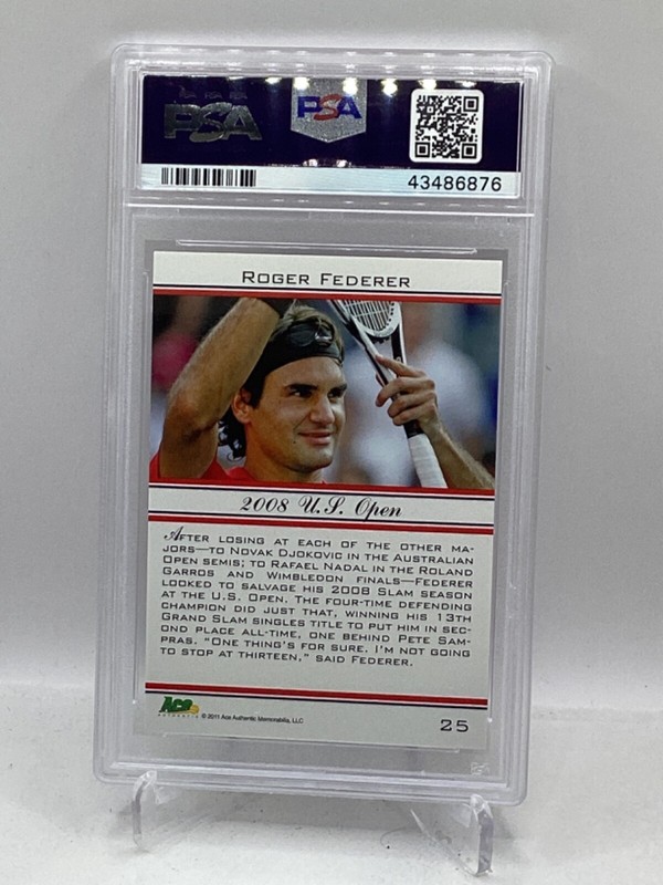 2011 Ace Authentic Roger Federer Grand Slam #25 PSA 8 view 2