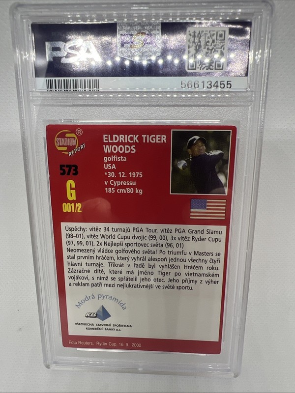 Tiger Woods 2000-05 Stadion #573 Rookie Card World Stars PSA 5 view 2