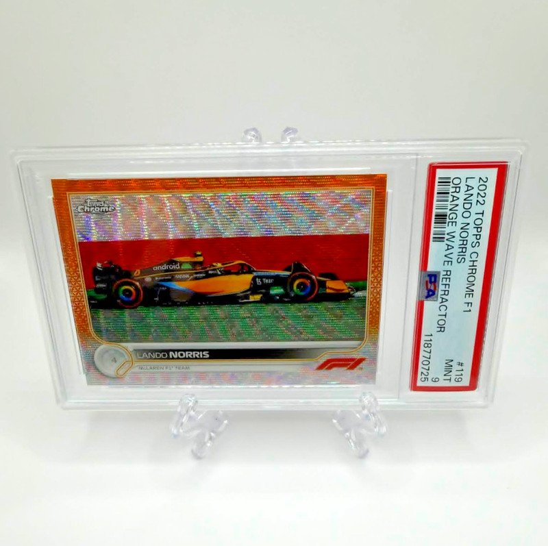2022 Topps Chrome F1 #119 Lando Norris Orange Wave Refractor McLaren #/25 PSA 9! view 1