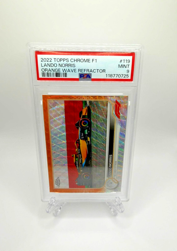 2022 Topps Chrome F1 #119 Lando Norris Orange Wave Refractor McLaren #/25 PSA 9! view 2