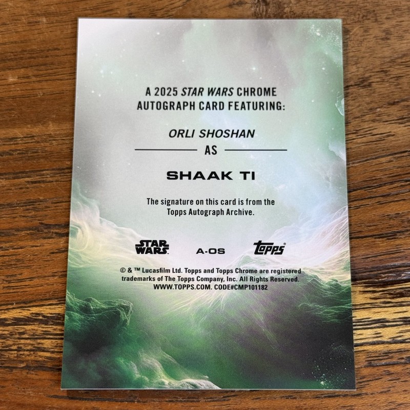 Orli Shoshan Shaak Ti 2025 Topps Chrome Star Wars REFRACTOR AUTO Card #A-OS view 2