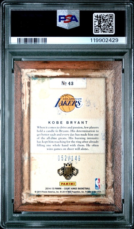 2014 Court Kings Kobe Bryant Portraits /149 PSA 8 #43 Mamba Pop 7, 0 Higher RARE view 2