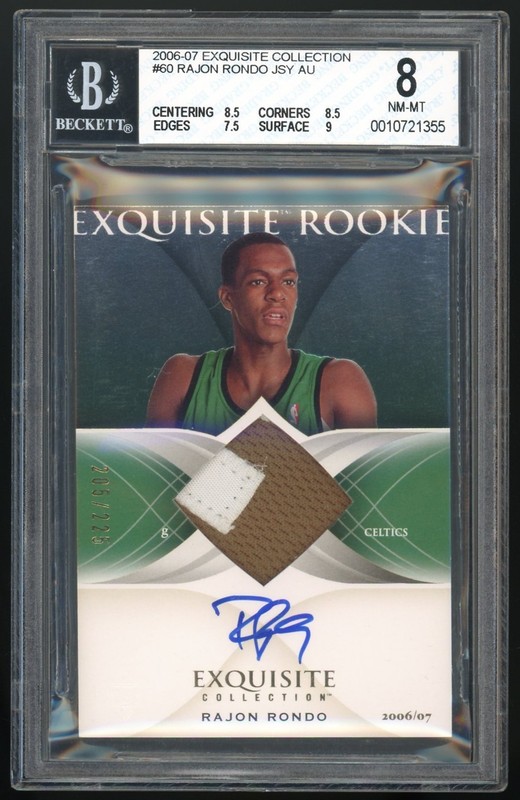 RAJON RONDO 2006-07 UPPER DECK EXQUISITE ROOKIE PATCH AUTO 205/225 BGS 8 #60 RPA