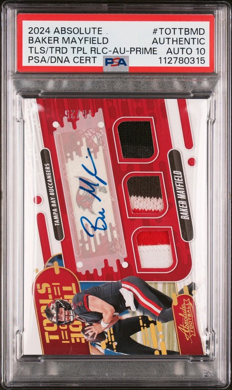 Baker Mayfield 2024 Absolute Tools Auto Autograph Patch TB Buccaneers 16/25 PSA
