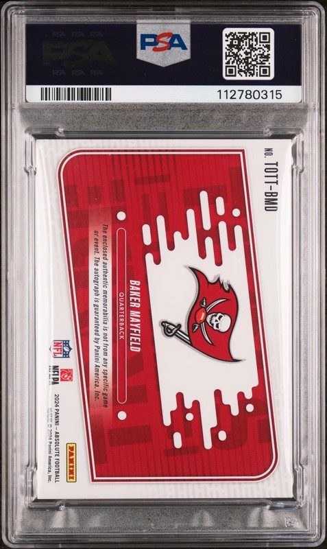 Baker Mayfield 2024 Absolute Tools Auto Autograph Patch TB Buccaneers 16/25 PSA view 2