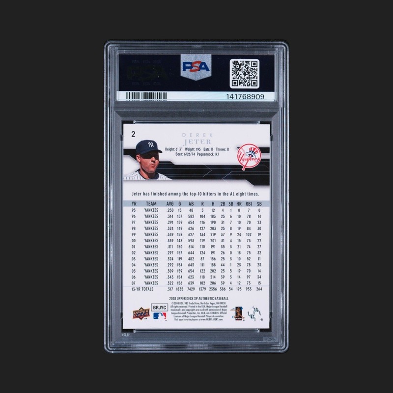 Derek Jeter 2008 SP Authentic #2 New York Yankees PSA 10 view 2