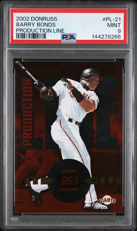 2002 DONRUSS #PL-21 PRODUCTION LINE /863 Barry Bonds SP Insert PSA 9 (pop 1)
