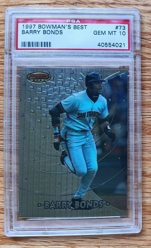 1997 Bowman's Best #73 Barry Bonds PSA 10 (low pop) view 1