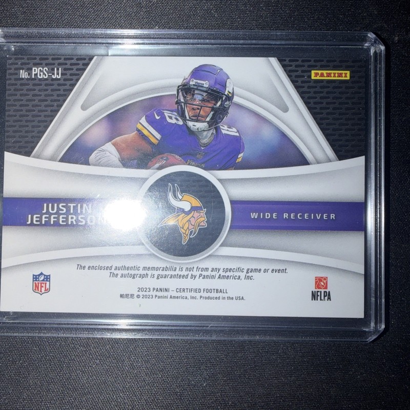 2023 Panini Certified Justin Jefferson Piece Of The Game Patch Auto 53/75 Viking view 2