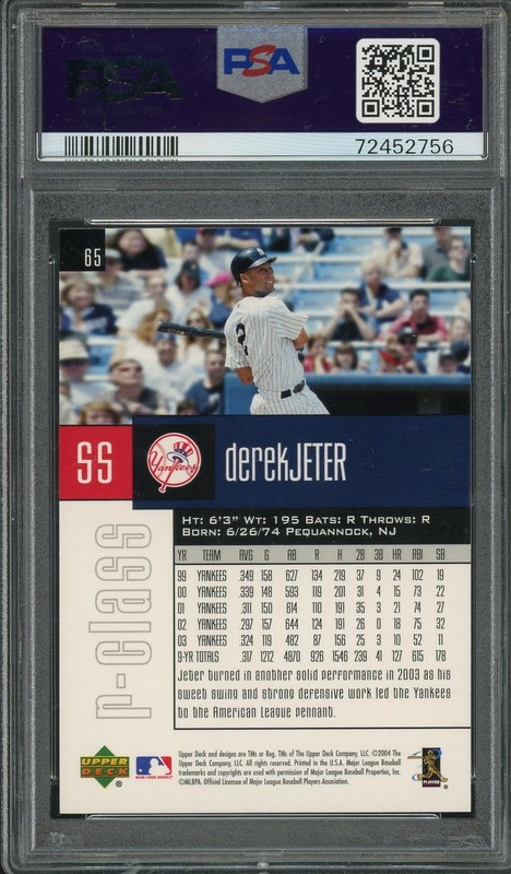 2004 UD R-Class #65 Derek Jeter New York Yankees HOF PSA 10 GEM MINT view 2