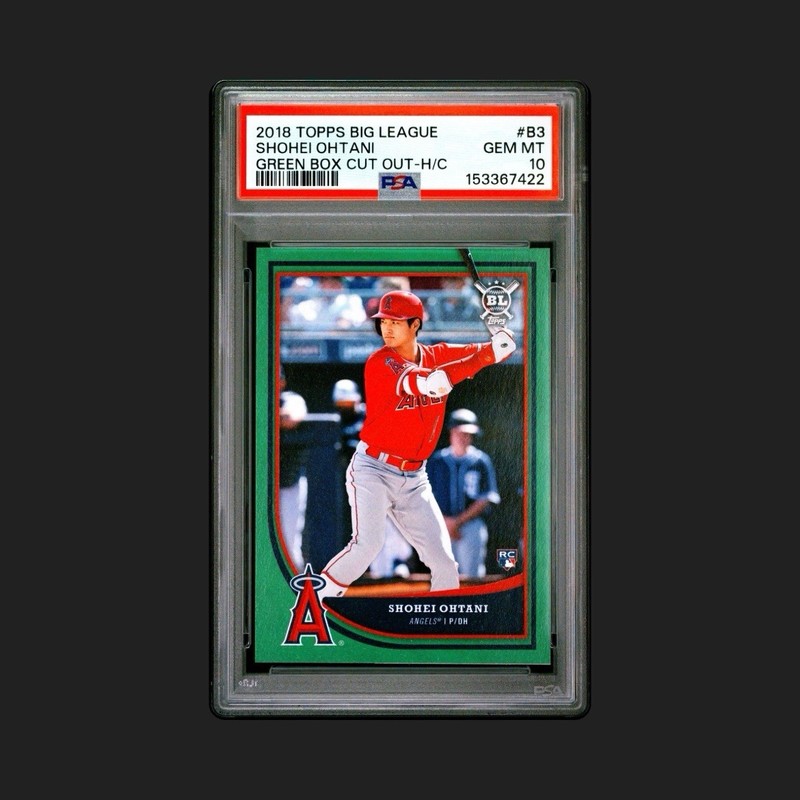 2018 Topps Big League Shohei Ohtani RC Green Box Cut-Out #B3 PSA 10