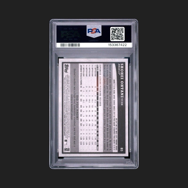 2018 Topps Big League Shohei Ohtani RC Green Box Cut-Out #B3 PSA 10 view 2