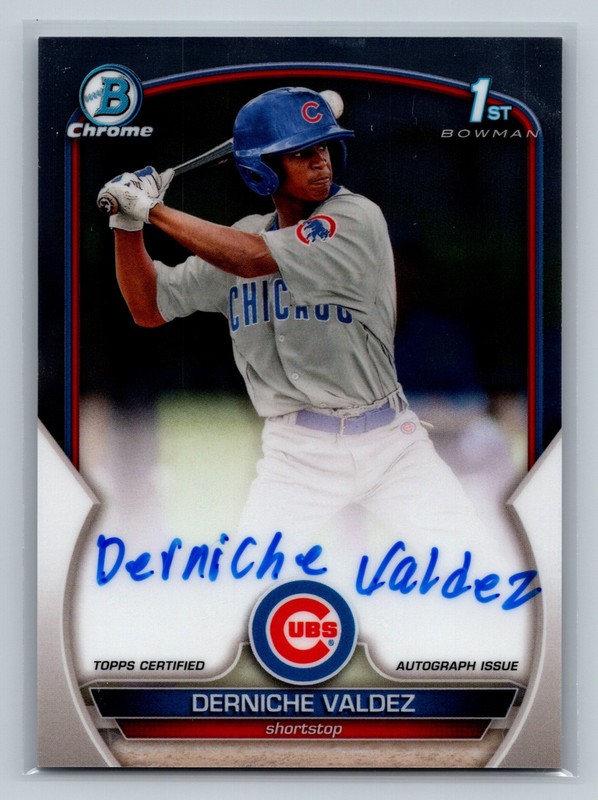 Derniche Valdez 2023 Bowman Chrome 1st Auto #CPA-DV Cubs view 1