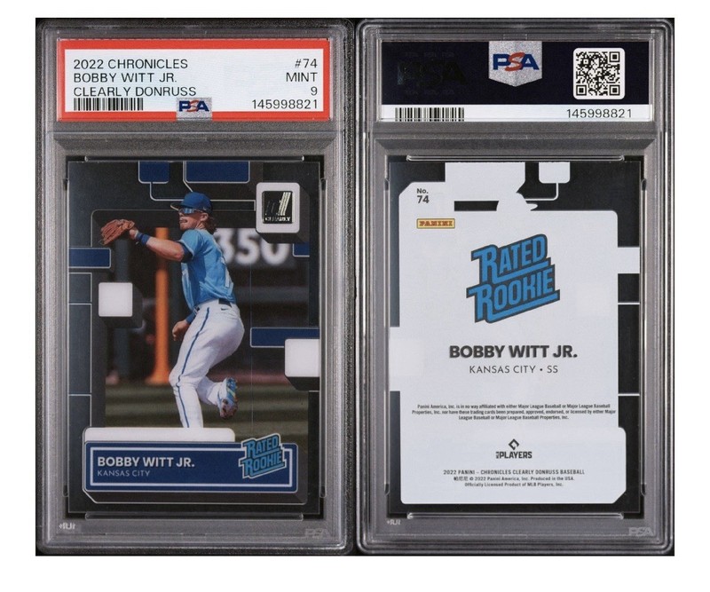 PSA 9 MINT 2022 PANINI CHRONICLES CLEARLY DONRUSS BOBBY WITT JR RC SO TOUGH