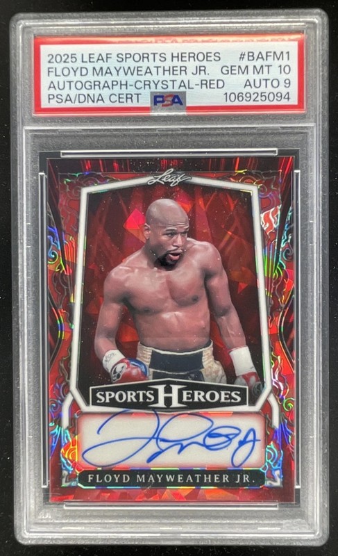2025 Leaf Metal Sports Heroes Crystal Red Floyd Mayweather Jr. Auto /3 PSA 10