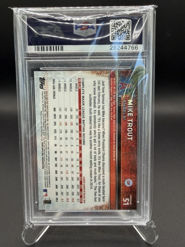 Topps 2015 Topps Chrome Mike Trout Los Angeles Angels #51 Sliding PSA 10 view 2