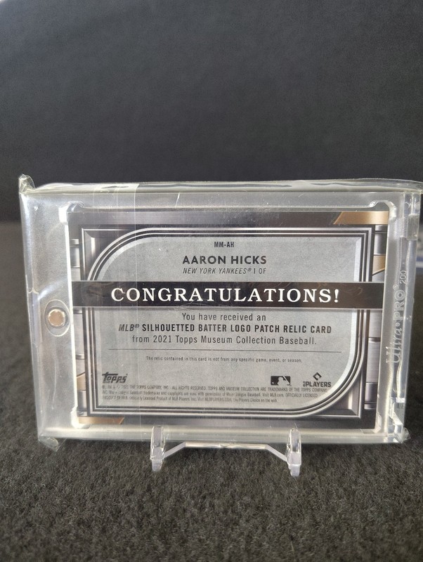 2021 Topps Museum Collection Aaron Hicks LogoMan 1/1 view 2