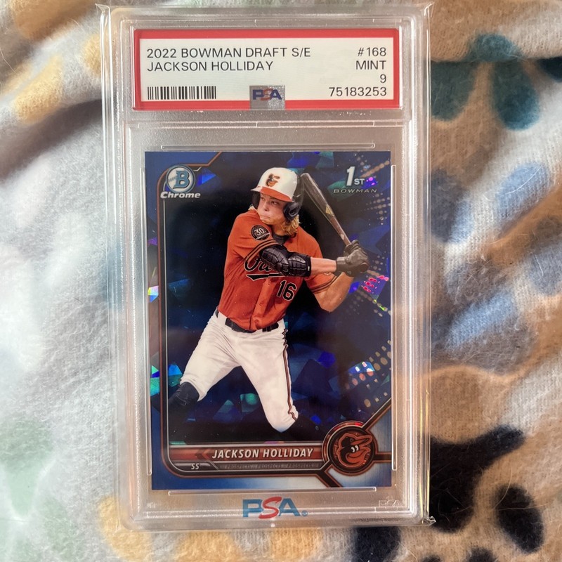 2022 Bowman Chrome Draft Sapphire Jackson Holliday #BDC-168 RC PSA 9 1st Bowman view 1