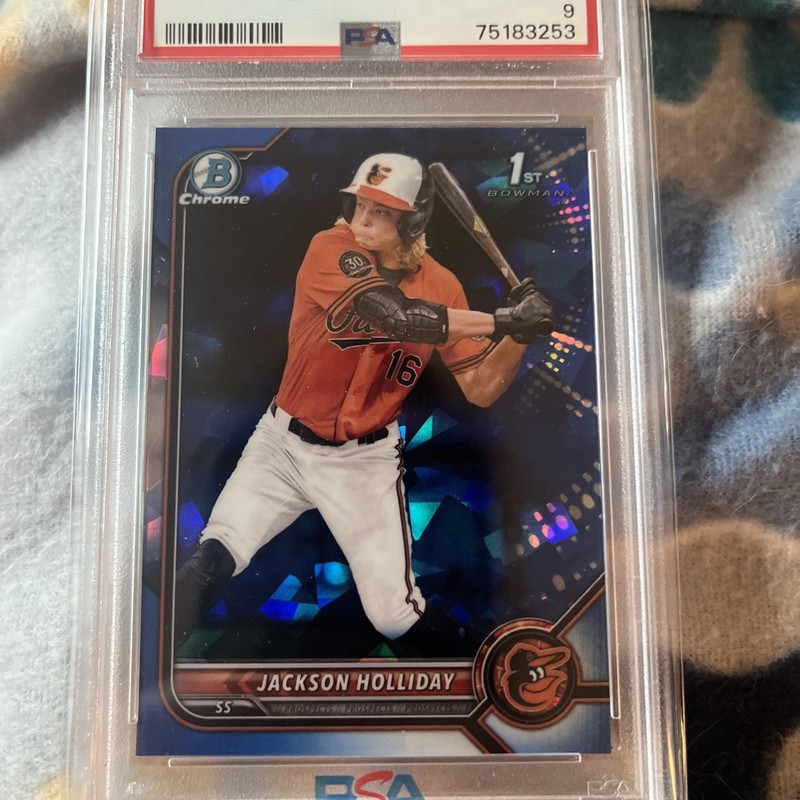 2022 Bowman Chrome Draft Sapphire Jackson Holliday #BDC-168 RC PSA 9 1st Bowman view 2