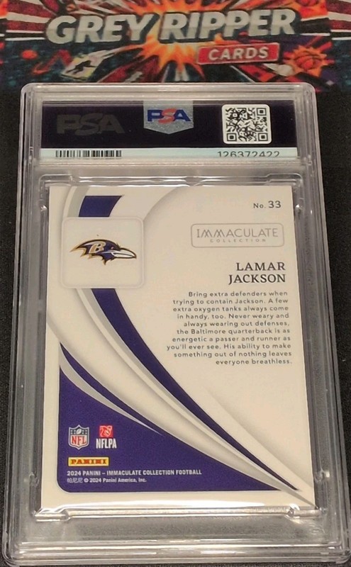 POP 1 PSA 9 LAMAR JACKSON 2024 PANINI IMMACULATE #33 BLUE /35 RAVENS view 2