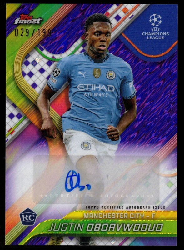 Justin Oboavwoduo 2024-25 Finest UEFA Club Autographs Purple Shimmer /199 #BA-JO