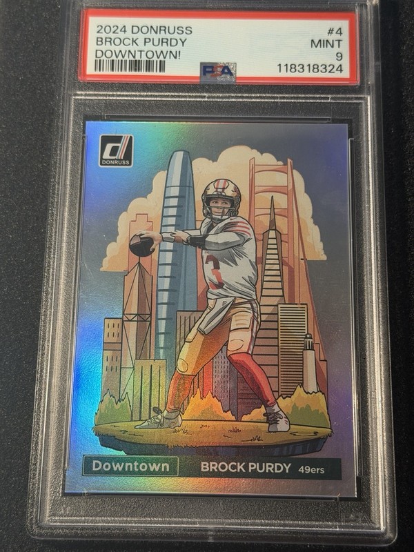 Panini 2024 Donruss Downtown! Brock Purdy #4 49ers NFL PSA 9