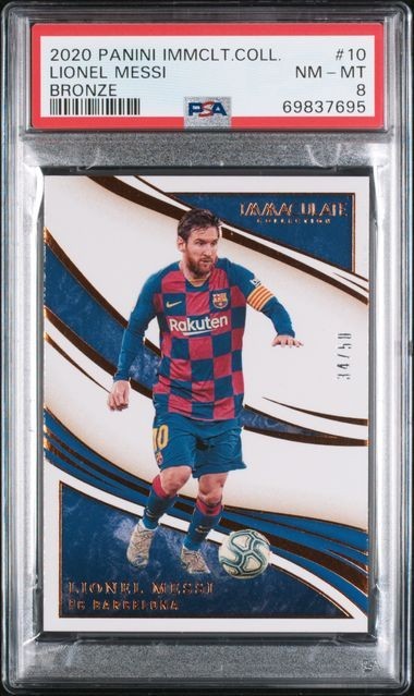 2020 Panini Immaculate Barcelona #10 Lionel Messi Bronze #34/50 PSA 8