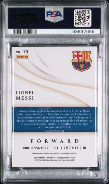 2020 Panini Immaculate Barcelona #10 Lionel Messi Bronze #34/50 PSA 8 view 2