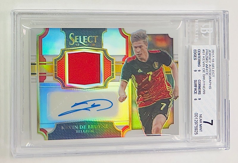 2017-18 Panini Select Kevin De Bruyne Match Worn Patch Auto Autograph /99 BGS 7