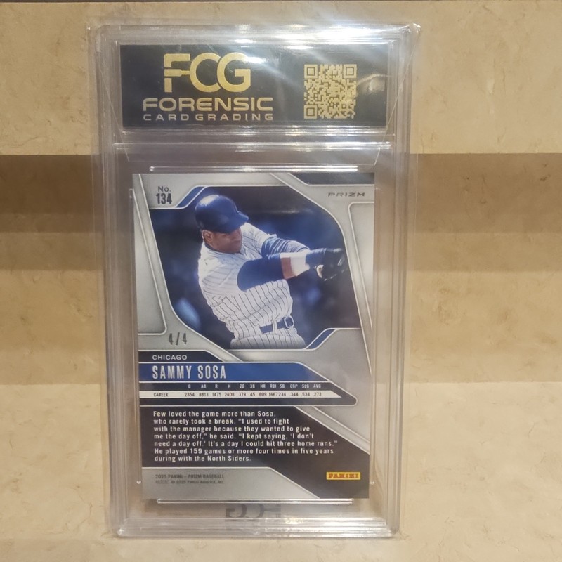 Panini 2025 Prizm Baseball Sammy Sosa #134 Premium Box Gold Prizm /4 FCG 9.0 view 2