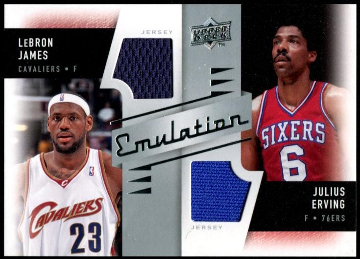 2008-09 Upper Deck Emulation LeBron James Julius Erving Game Used Dual Jersey NM