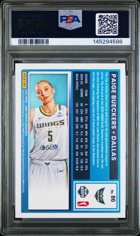 2025 Donruss WNBA Paige Bueckers #86 PSA 9 Rookie view 2