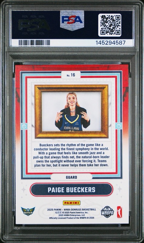 2025 Panini Donruss WNBA Franchise Features #16 PAIGE BUECKERS PSA 9 Rookie view 2