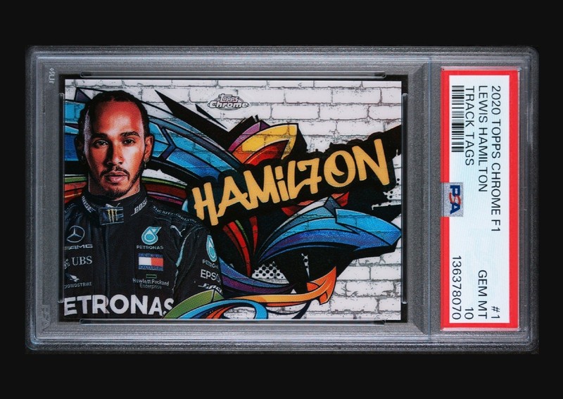 2020 TOPPS CHROME FORMULA 1 TRACK TAGS #1 LEWIS HAMILTON TRACK TAGS PSA 10