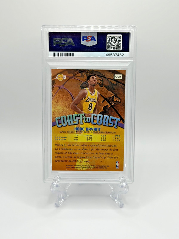 1998-99 Topps #CC1 Kobe Bryant Coast To Coast Holo Foil RARE Lakers PSA 8 NM-MT! view 2