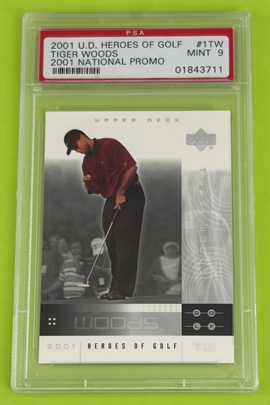 2001 UD Heroes of Golf National Promo #1TW Tiger Woods Rookie RC PSA 9 Mint RARE