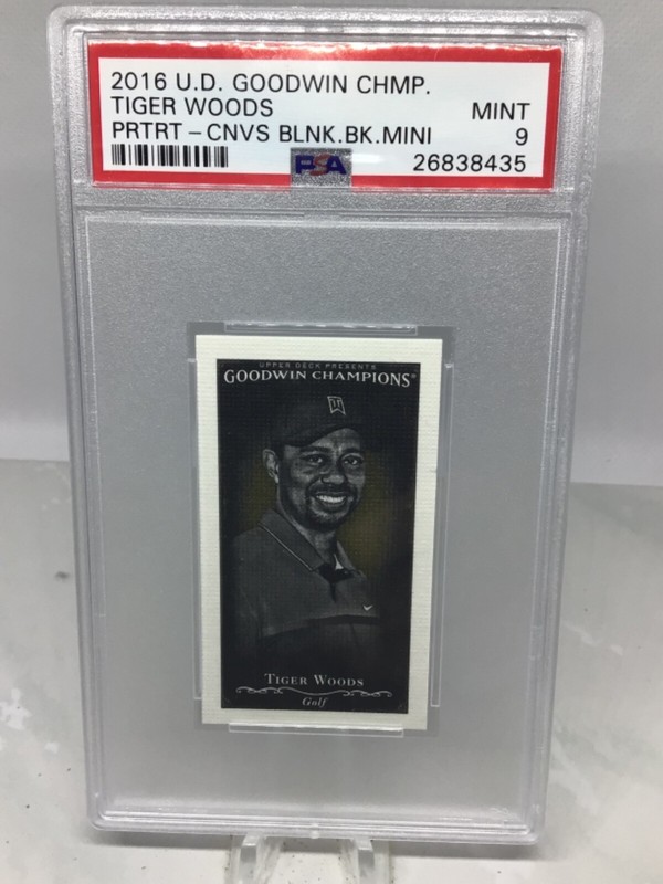 2016 Goodwin Canvas Blank Back Mini Tiger Woods PSA 9