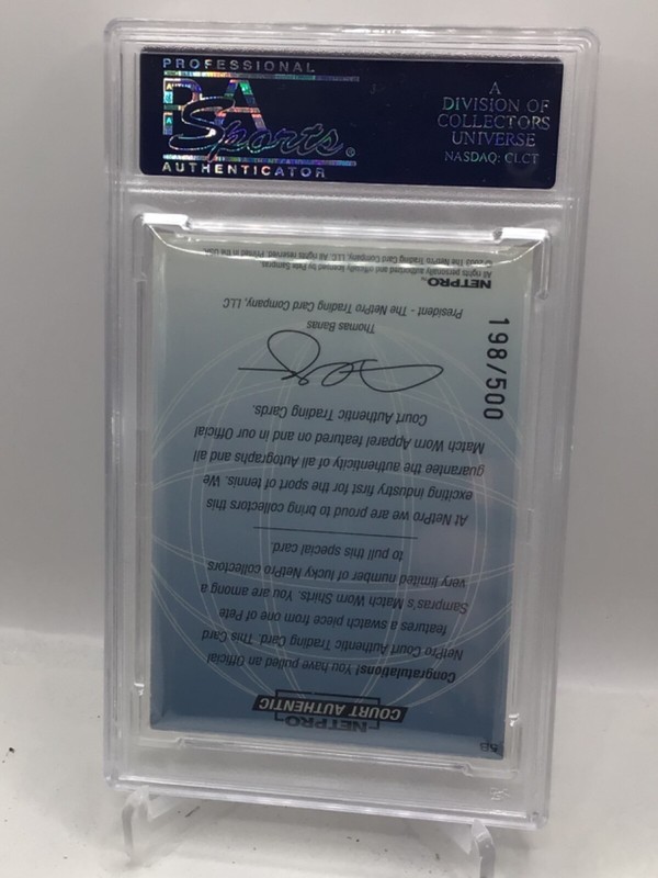 2003 Netpro Intl Match Worn Apparel #5B Pete Sampras PSA 9 (Top Pop, Pop 2) view 2